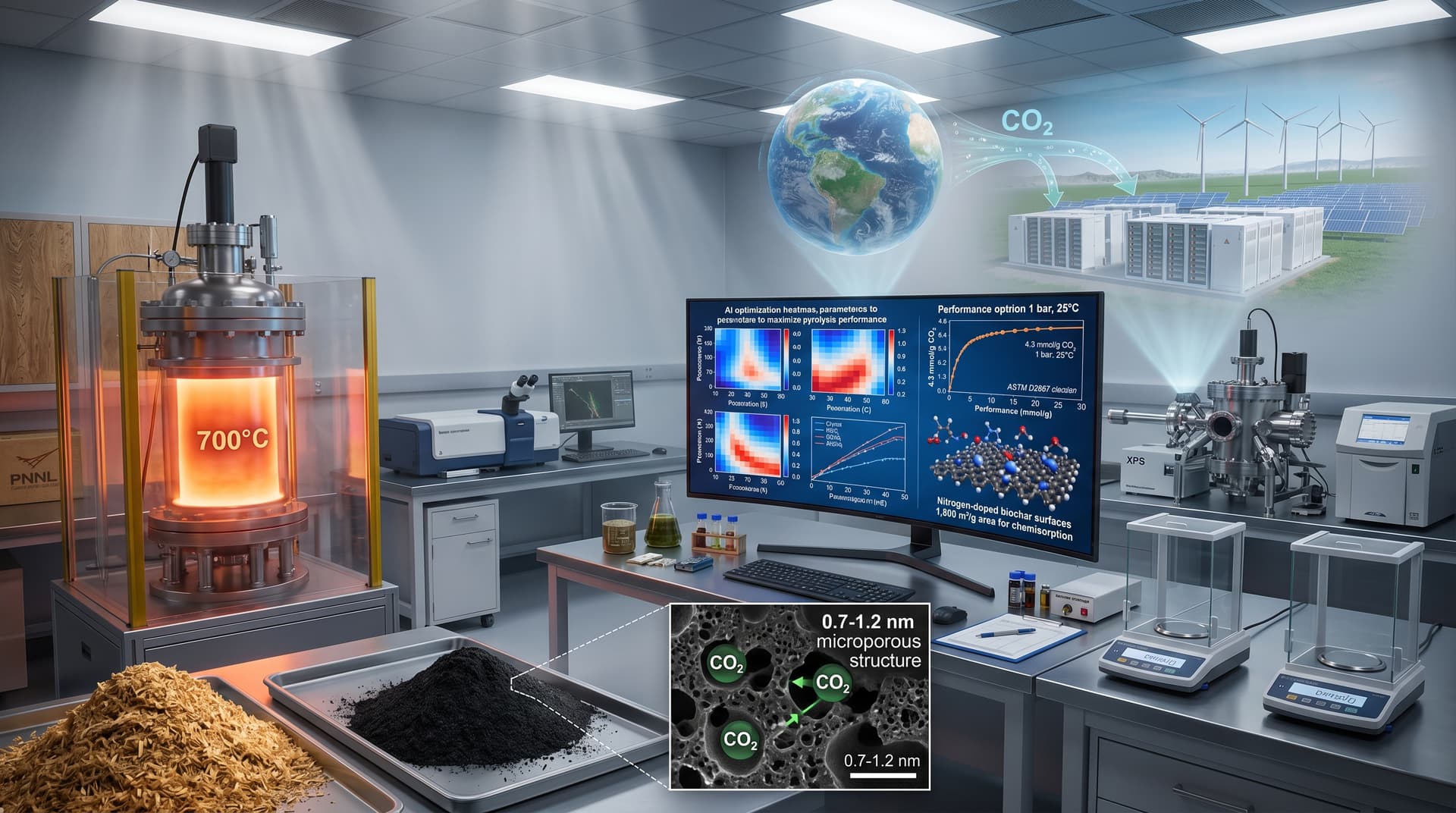 PNNL's AI Biochar Carbon Capture Sets Record 4.3 mmol/g CO2 Adsorption